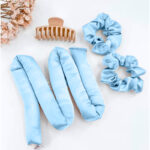 Hodvábny valček na vlasy - Nebeská modrá