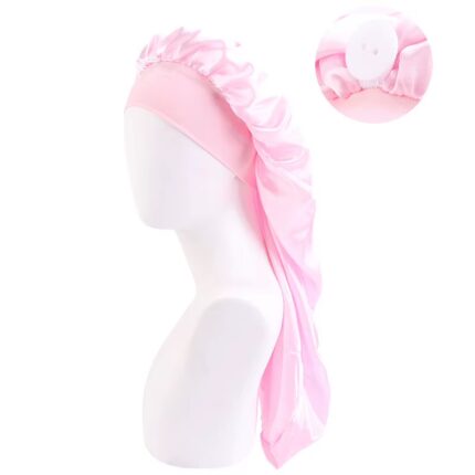 Hodvábny bonnet na dlhé vlasy – ružový