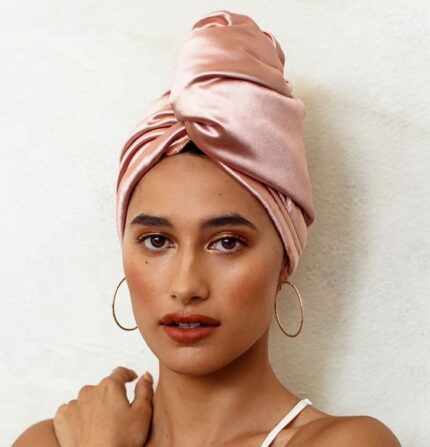 Hodvábny uterák na vlasy - ružový